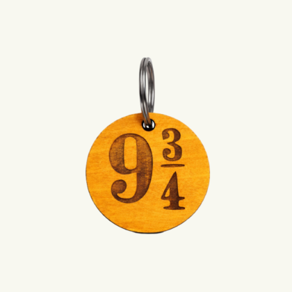 Harry Potter Platform Number Engraved Wooden Keychain | Laser Engraved Natural Wood Key Ring | Wizard Fan Gift