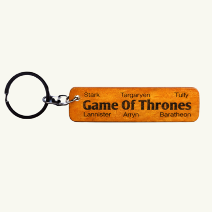 Game of Thrones House Names Engraved Wood Keychain | GOT Fan Gift Keyring | Stylish Wooden Key Holder