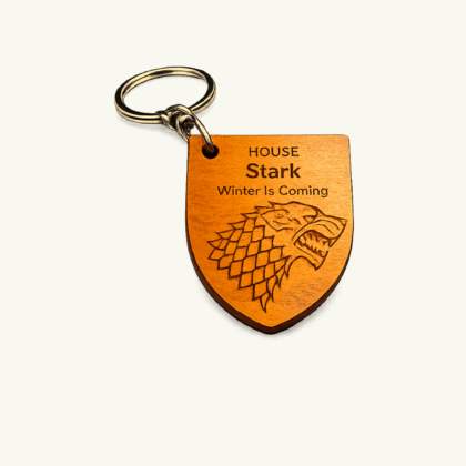 Game of Thrones House Stark Engraved Wood Keychain | GOT Fan Gift Keyring | Stylish Wooden Key Holder