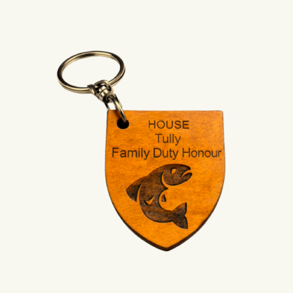 Game of Thrones House Tully Engraved Wood Keychain | GOT Fan Gift Keyring | Stylish Wooden Key Holder