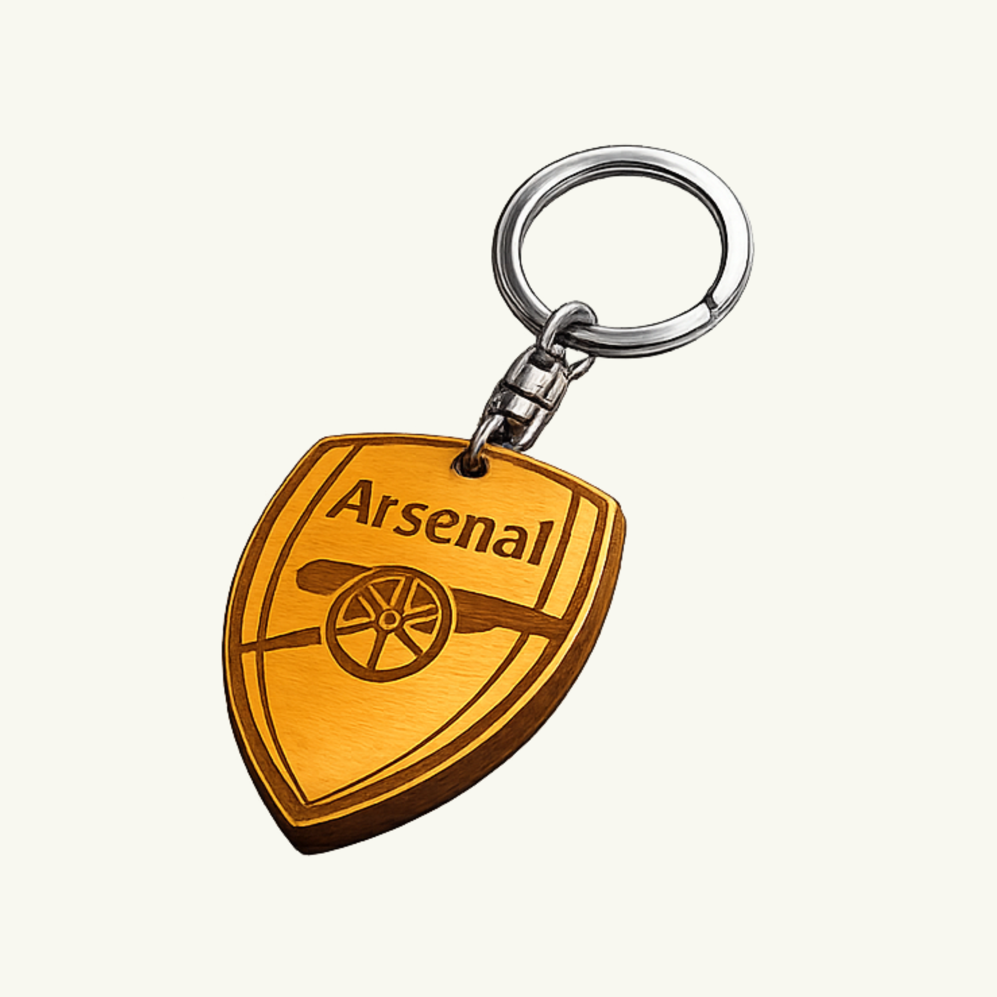 Arsenal Engraved Wooden Keychain | Laser Engraved Football Club Logo | Natural Wood Key Ring | Gift for Fans - Image 2