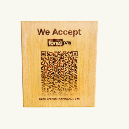 Premium Wooden Engraved Bank QR Display Stand | Natural Wood QR Code Holder | Eco-Friendly Desk Payment Stand for Shops, Cafes & Offices