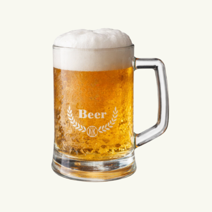 Personalized Beer Mug Glass – Custom Name Engraved Premium Beer Mug | Gift for Men, Office, Travel | Durable Eco-Friendly Glass Mug